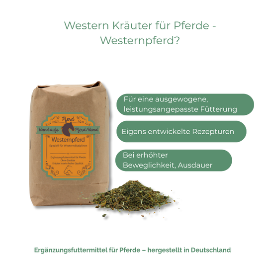 Leistungsangepasst Fütterung für Pferde - Westernpferd Hand aufs Pferd/Hund Kräuter Manufaktur