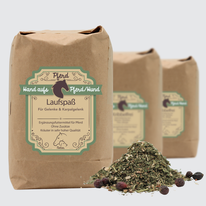 Verpackung von Gelenk Kräutern für Pferde, unterstützt gesunde Gelenke und fördert die Beweglichkeit bei Arthrose und Spat