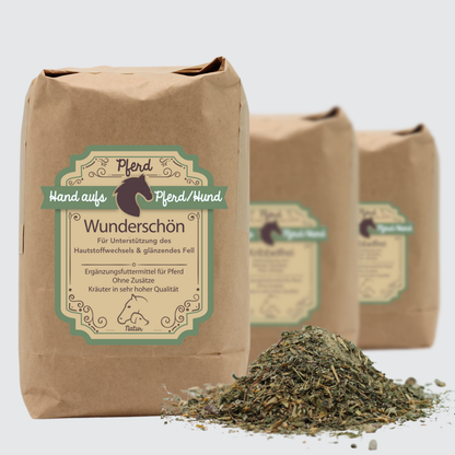 Verpackung Haut & Fell Kräuter für Pferde unterstützen gesunde Haut bei Ekzem Und Sommerekzem