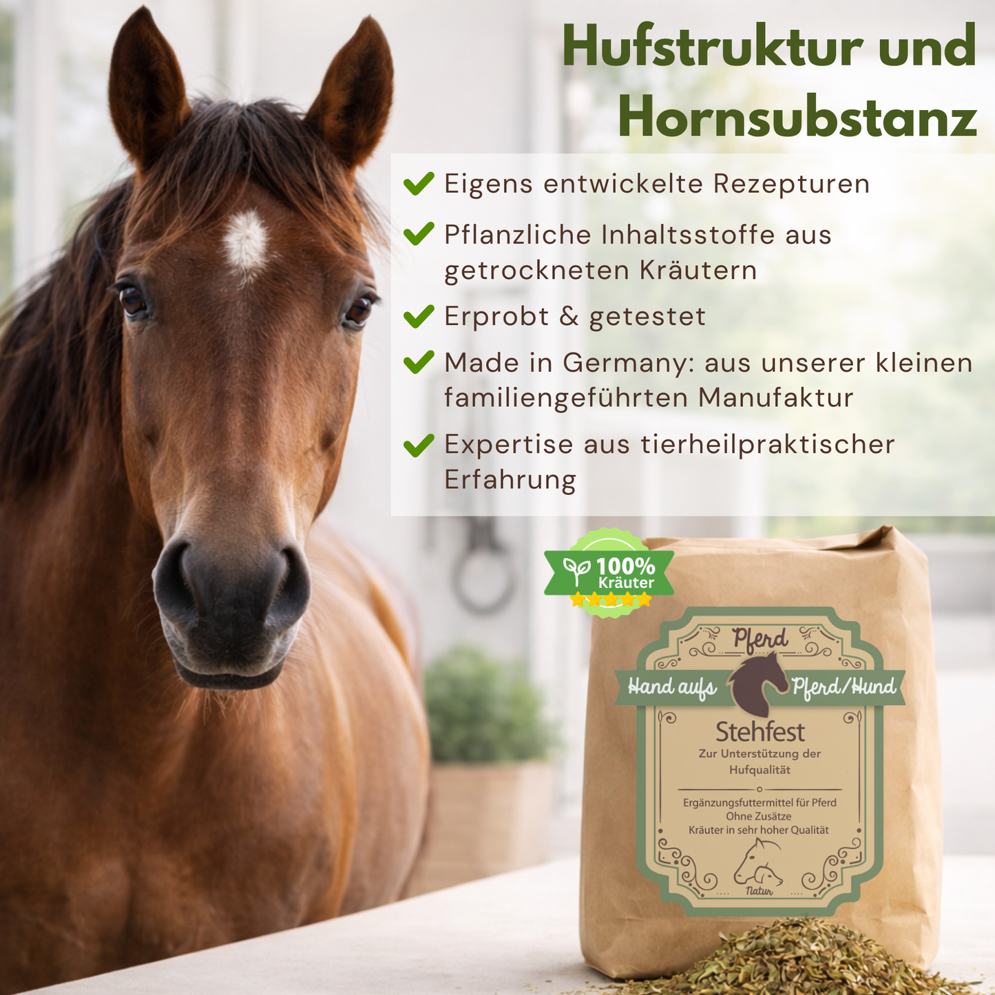 Hufstruktur und Hornsubstanz Pferd Kräuter