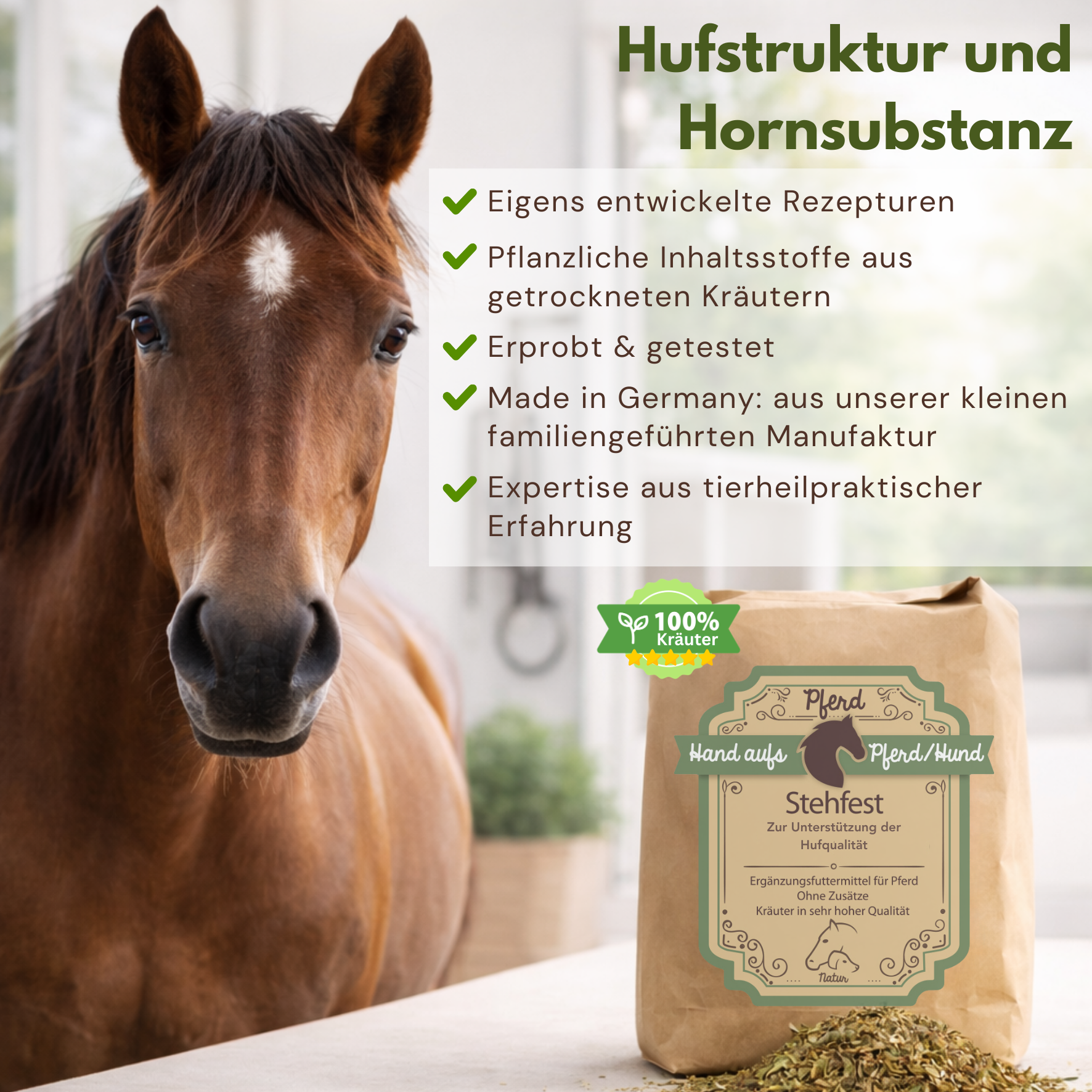 Hufstruktur und Hornsubstanz Pferd Kräuter