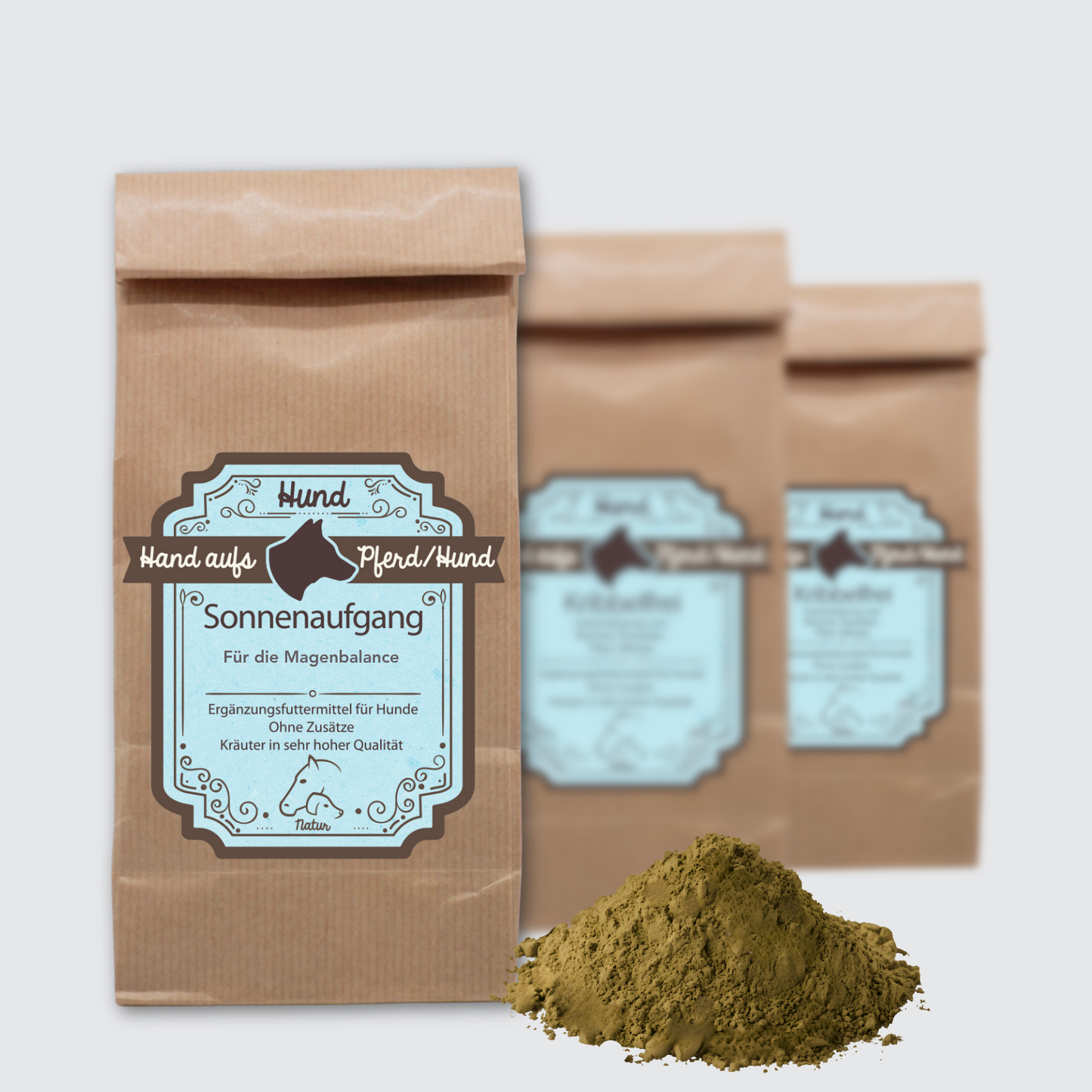 Verpackung Magen-Kräuter für Hunde – Sonnenaufgang - zur Unterstützung des Magen-Darm-Trakts