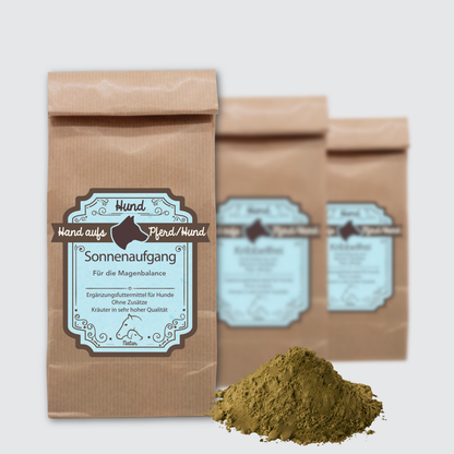 Verpackung Magen-Kräuter für Hunde – Sonnenaufgang - zur Unterstützung des Magen-Darm-Trakts