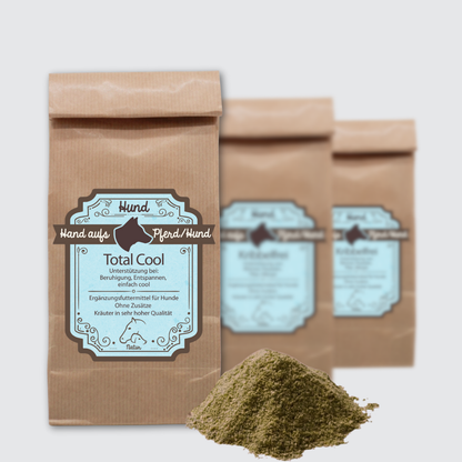 Verpackung von Nerven Kräutern für Hunde, natürliche Futterergänzung bei innerer Unruhe