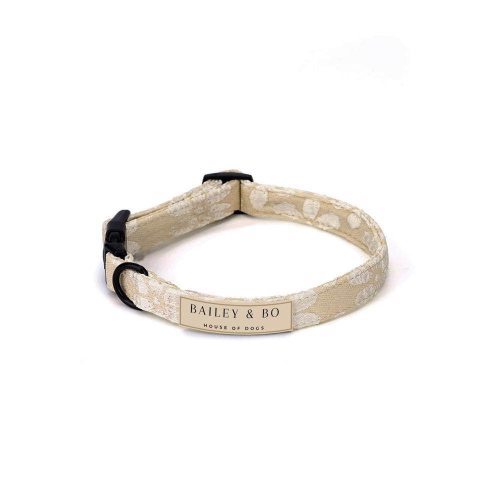 Halsband verstellbar beige mit blumen für Hunde