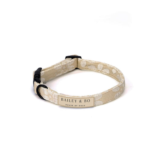 Halsband verstellbar beige mit blumen für Hunde